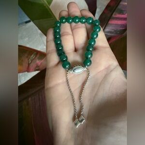 David Yurman Spiritual Beads Bracelet - Green Onxy & Silver - adjustable